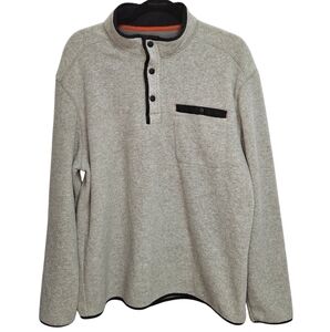 G.H BASS & CO mens grey pullover fleece collared jacket size large